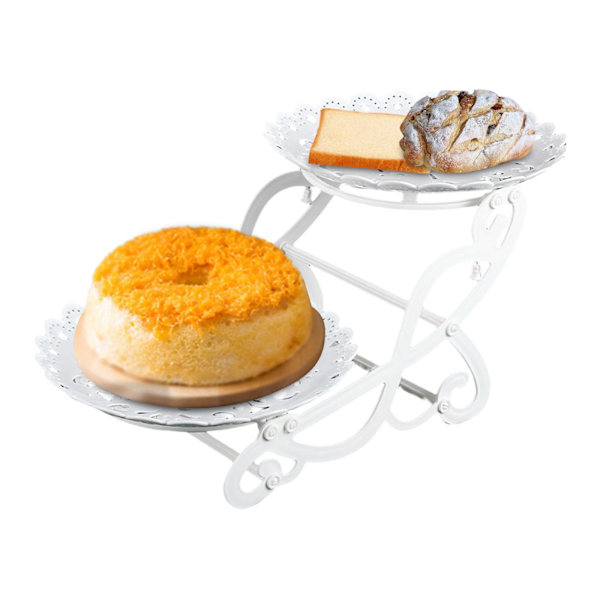1/2 2 våningar tårtställ Snack Visningsbricka Dessertbricka för Heart Round 1 Pc