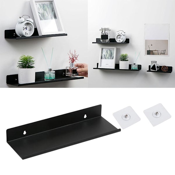 1/2/3 Skadefri För flytande väggmonterad hylla för hemmet Black M 1 Pc