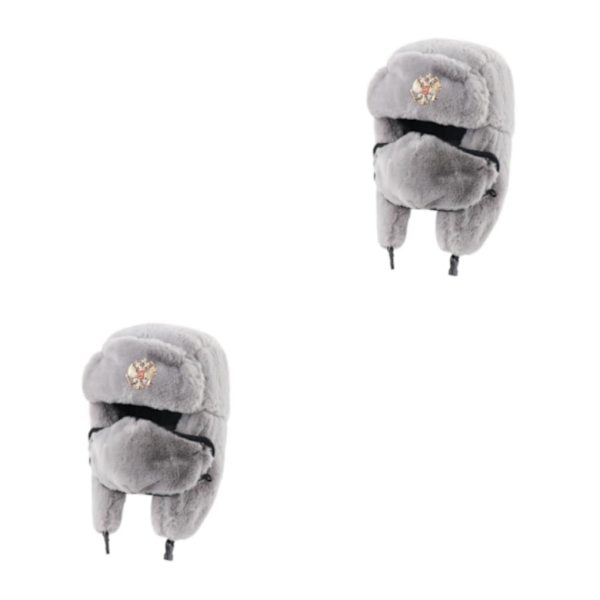 1/2 polyester rysk hatt varm och förbli snygg män S vinter grey 2Set