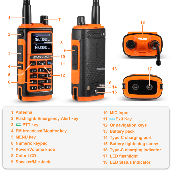 1/2/3 UHF/VHF med trådlös frekvenskopiering Handhållen skinkaradio YELLOW 1Set