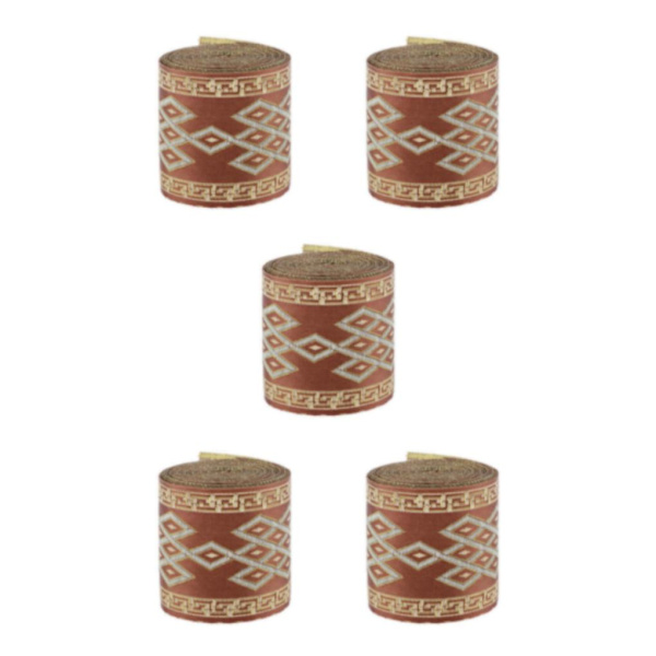 1/2/3/5 5 meter/ 5,5 Yds Jacquard Trim Wide Woven Border Ribbon Red Brown 6cm x 5M 5Set