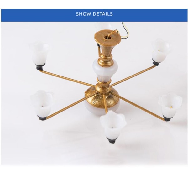 1/2/3 Modern Miniatyr Ljuskrona Celing Lampa Modell Layout Dekor Golden White Light 8.2x4.5cm 1Set