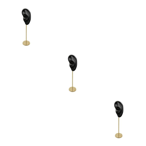 1/2/3 Örhänge Display Stand Human Ear Model Stud Holder Showcase Left Ear Black Height: 18cm 3Set