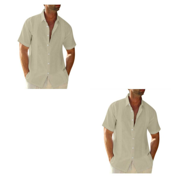 1/2 Resande Fotvandring Herr Button Down Skjorta Sommar Enkel Khaki XL 2PCS