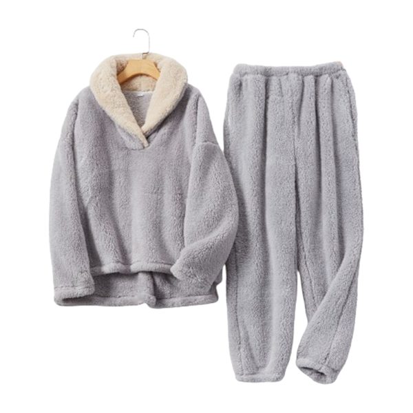 Mjuk och skön Coral Fleece pyjamas för kvinnor att värma Grey L