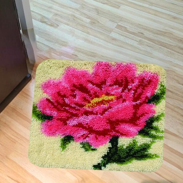 Krokmatta Handgjorda fyrkantiga mattor för nybörjare Rosy Petal 45x45cm