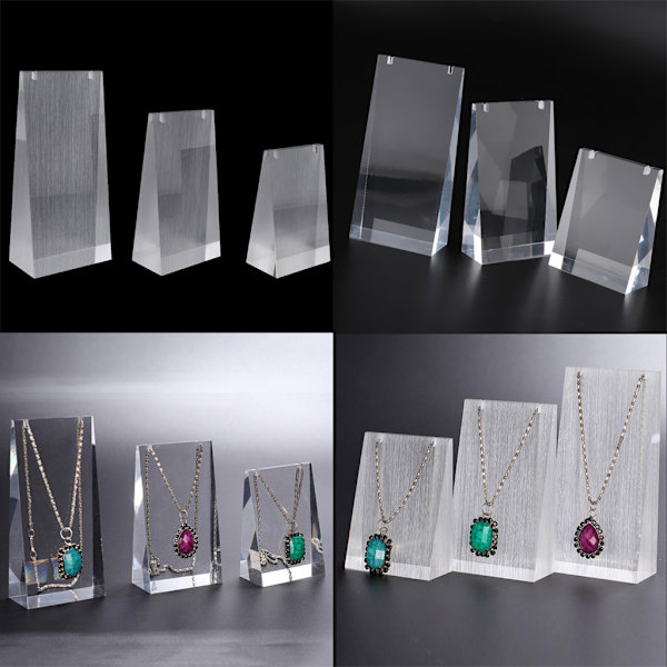 3st/ Set Akryl Halsband Display Stand Hänge Hållare Clear