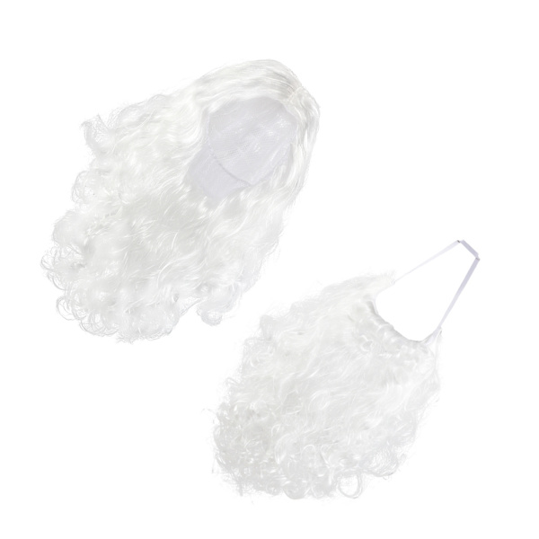 2 st/set Vit Jultomte Skägg Peruk För Män S Högtidskläder