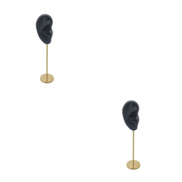 1/2/3 Örhänge Display Stand Human Ear Model Stud Holder Showcase Right Ear Black Height: 18cm 2Set
