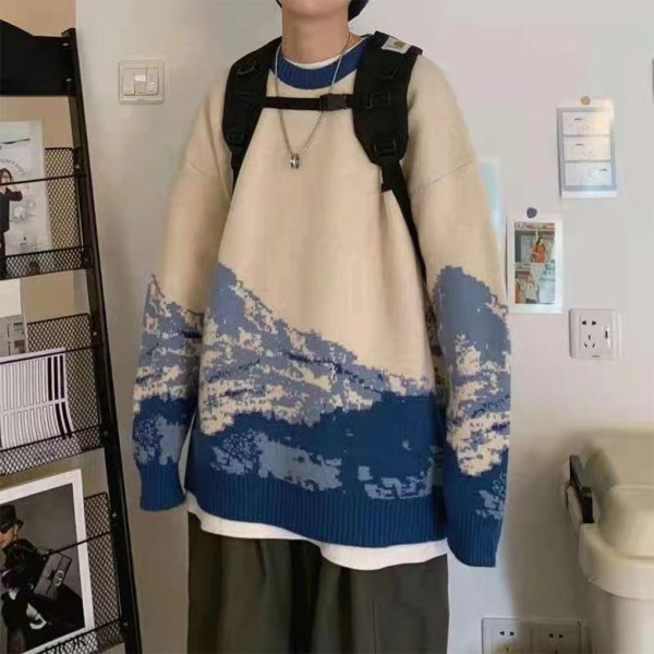 Hip Hop Streetwear för män Varm och hudvänlig tröja för vintern Blue L
