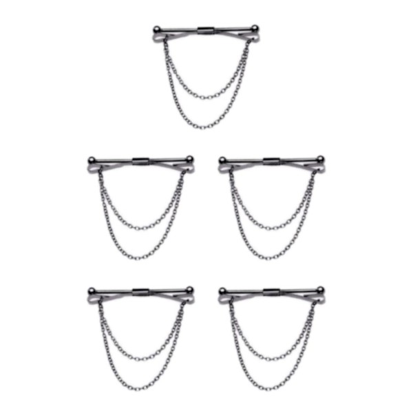 1/2/3/5 Mode mäns krage Bar Pin med kedja Cravat spännen 5Set
