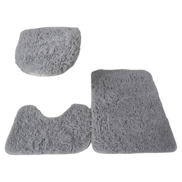 3st PU Mjuk Textur Stark Vattenabsorption Toalettmatta Set För Grey