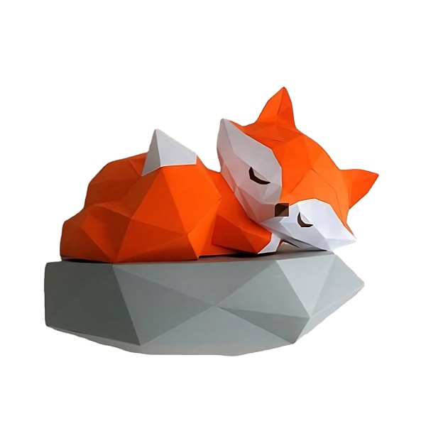 3D PaperCraft DIY-modell Söt och unik miljövänlig och hållbar Sleeping fox