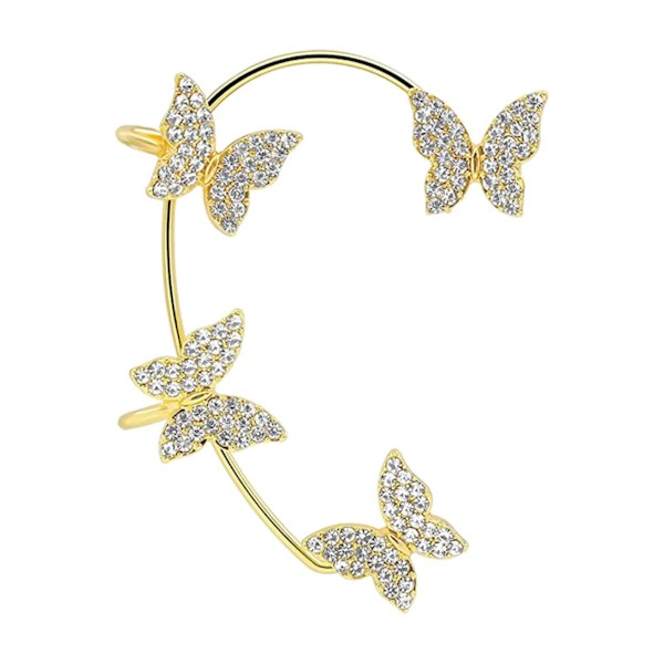 1/2/3/5 Clip Earring För Butterfly Ear Cuff Clip för Daily Gold Right 5.2cm 1Set