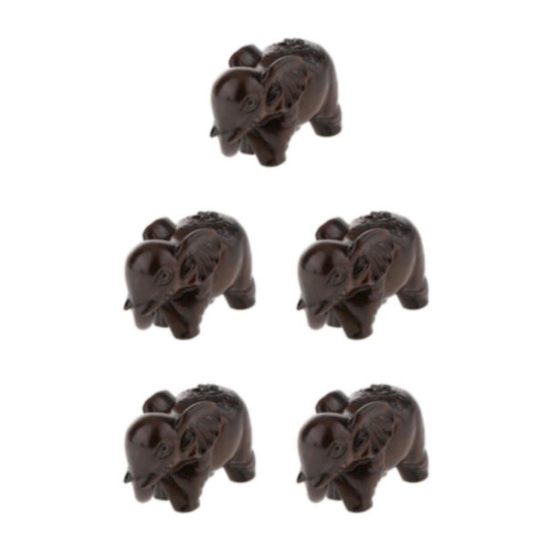 1/2/3/5 Trä Buddha Staty Staty Indien Staty Craft Ornament Elephant 5Set
