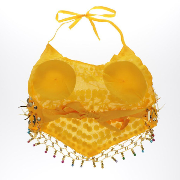 1/2/3 Magdanskostymer BH Halter Top Sequin Performance Yellow 1Set