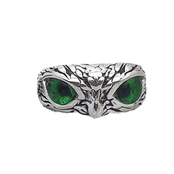 3/5 Rostsäker Eye Owl Ring Legering tillverkad och justerbar storlek Eye Green 5Set