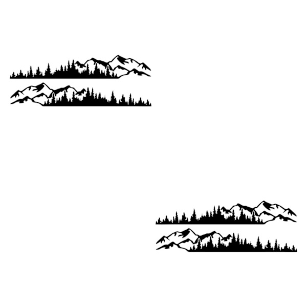 1/2/3/5 2 st PVC Mountain Forest Car Stickers Lätt att installera black 2Set