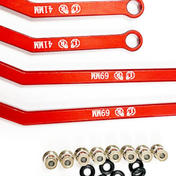 RCGOFOLLOW 4-delad aluminiumlegering hjulbas Styrlänkstag Red
