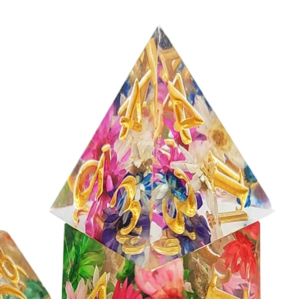 1/2/3/5 7x polyedriska tärningar Set Transparent Flower Graved Game 1Set