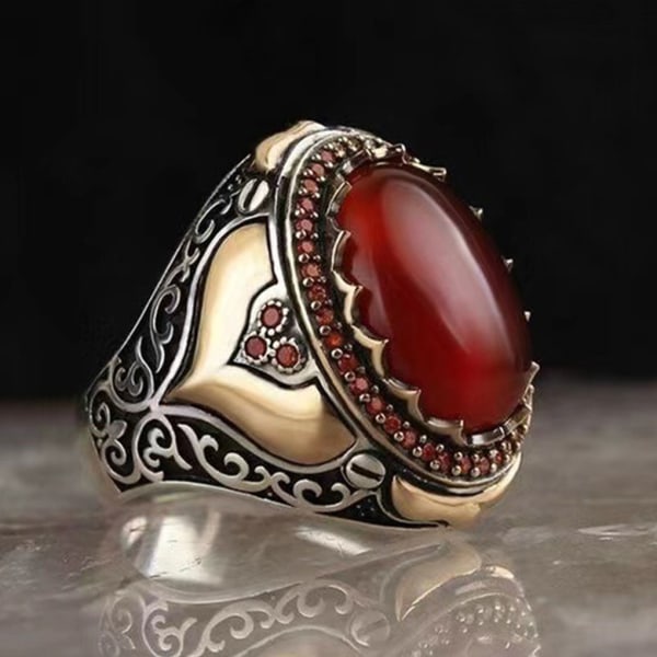 Tan Trendig Retro Handgjord Turkisk Ring Med Vintage Dubbel brown size 6