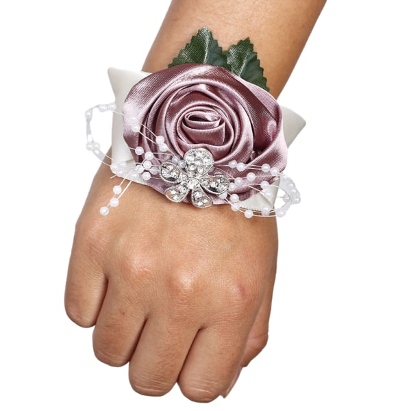 1/2/3/5 Tyg Elegant Handgjord Satin Rose Wrist Corsage För N10 Dousha Purple 1 Pc