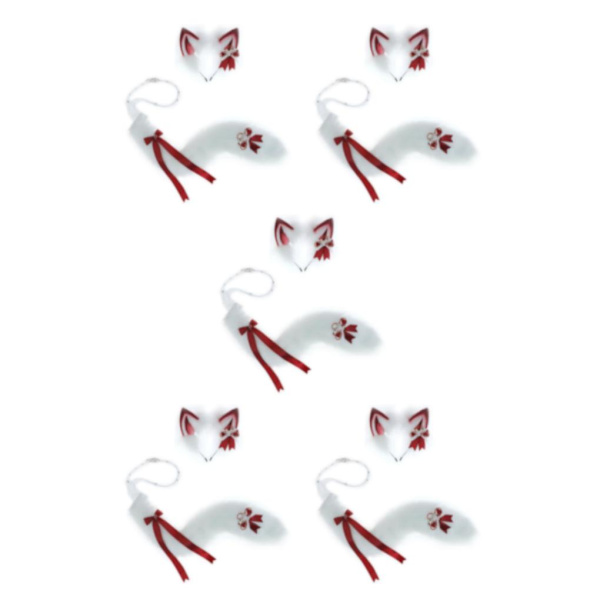 1/2/3/5 3st Furry Cat Ear Tail Läderchoker Halloween Lolita Wine Red White 5PCS