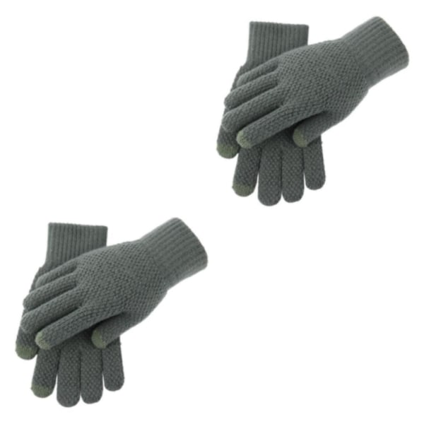 1/2/3/5 Men Winter Warm Touch Screen Handskar Full Finger Stickade Dark Green 22x12CM 2Set