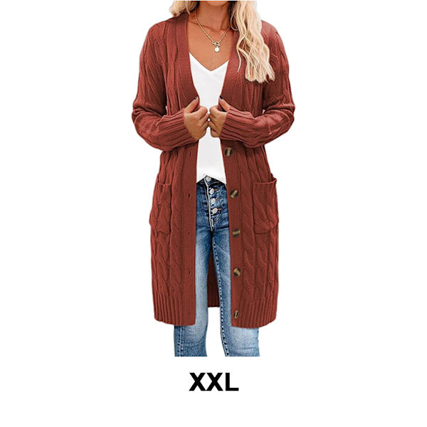 Polyester Klassisk och snygg lång kofta för damer Andas red XXL