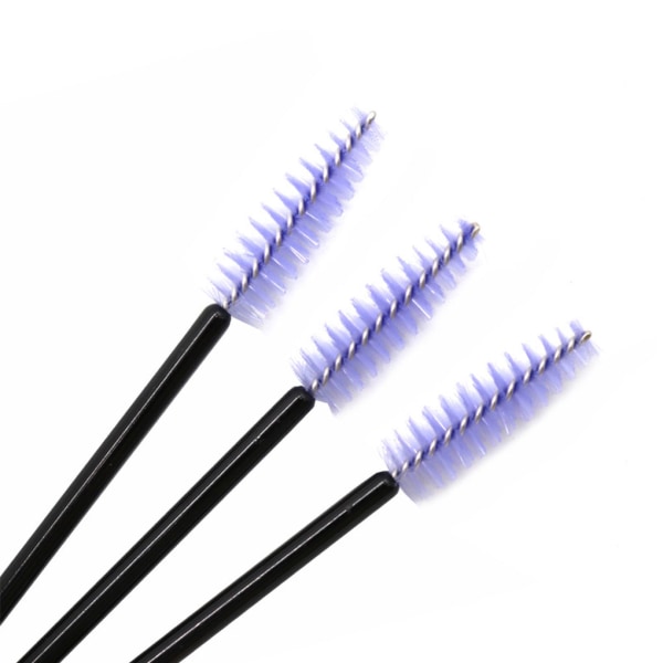 50x Ögonfransborste Disponibel Nylon Mascara Wands Ögonfransar black light purple
