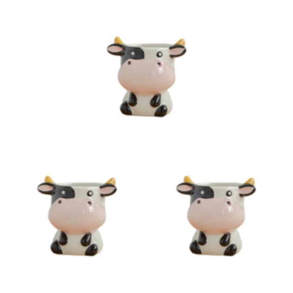 1/2/3/5 Keramik tecknad kruka - liten keramisk växtkruka cow 3PCS