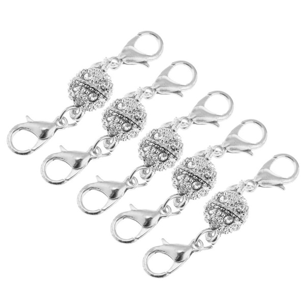 1/3/5 5 st Kristallrund 8mm Ball Hummer Spänne Krok Silver 1Set
