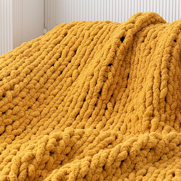 Handstickad chunky stickad filt av polyester i olika färger black