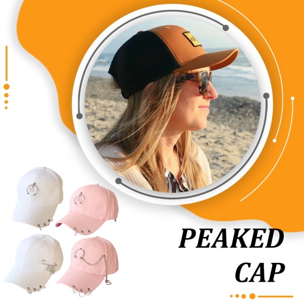 Baseballkeps i Hip Hop-stil i bomull med cap med ring-baseballdekor Ring Pink