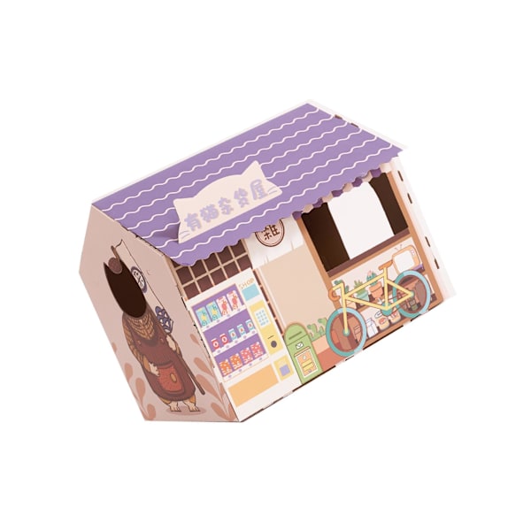 Cat House with Scratch Pad Slitstark wellpapp för Purple