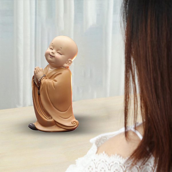 1/2/3 Söt Buddha Staty Monk Figurine Ornament Little för stand hands together height 10cm 1Set