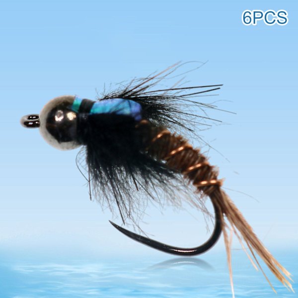 1/2/3/5 6 st 8 1012 flugfiskeflugor Premium Tungsten Bead Head 8# hook 6 pcs 1 Pc