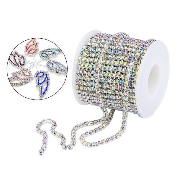 1/2 DIY Crystal 10 Yard Rhinestone Close Chain Clear Trim sömnad AB Color 10m 1Set
