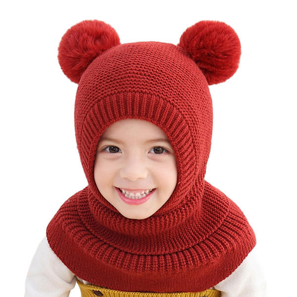 Toddler Vinter Varm Scarf Hatt Bundle Up Toddler Med Mode Och Wine Red