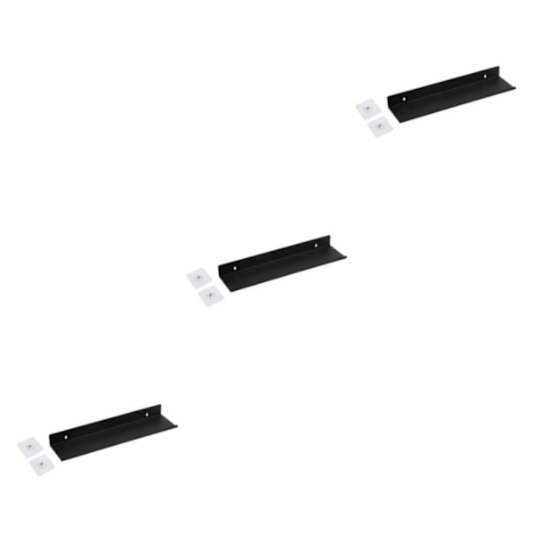 1/2/3 Skadefri För flytande väggmonterad hylla för hemmet Black L 3PCS
