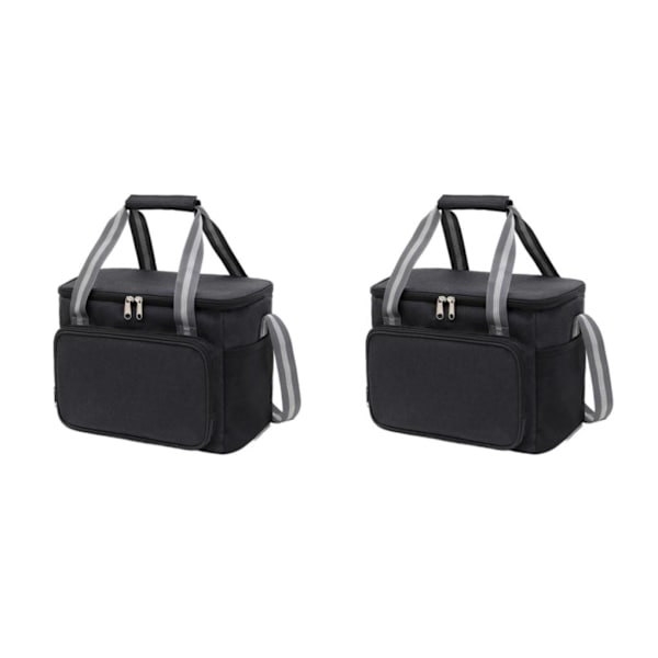 1/2 resevänlig hopfällbar thermal väska för picknick på resande fot black 2Set