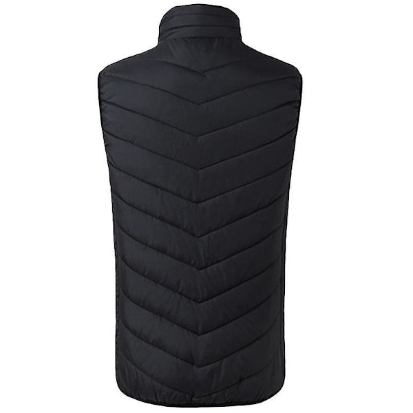 Elektrisk oppvarmet jakke USB Herre Vinter Varm Vest 3XL Svart