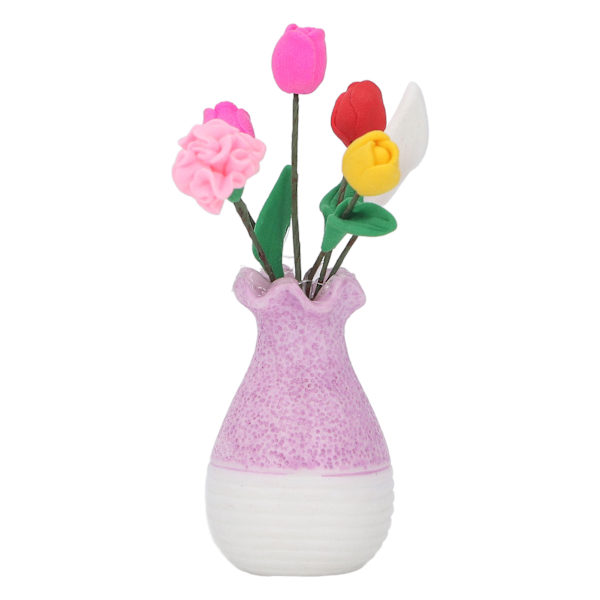 Dukkehust Vase Blomst 1:12 Slidstærkt Harpiks Levende Farver Fint Detaljer Dukkehust Miniatyrblomster til Dukkehust DIY