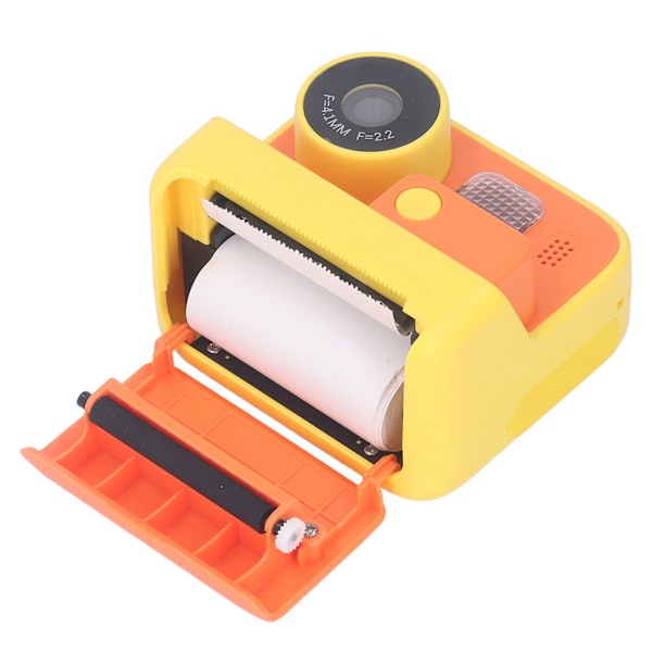 K27 Kids Instant Camera Fram Bak Dual Lens Selfie Video Paper Instant Print Camera med snodd Gul Utan minneskort