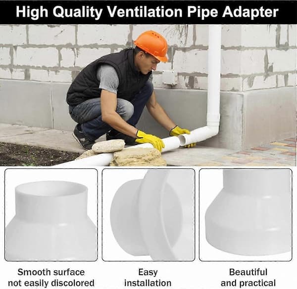 150 mm til 100 mm AC-ventilationsslangereduktionsadapter med 2 klemmer i rustfrit stål