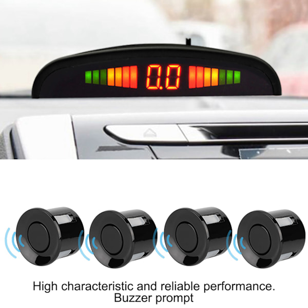 4 Parkeringssensorer Buzzer Bil Bakkelygter Bagud Radar LED System Lydalarm Universal