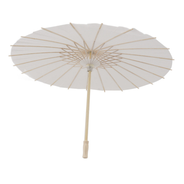 Lasten paperi sateenvarjo bambu ja paperi kiinalainen tyyli Elegantti valkoinen DIY paperi sateenvarjot koristeluun 58cm/22,8in