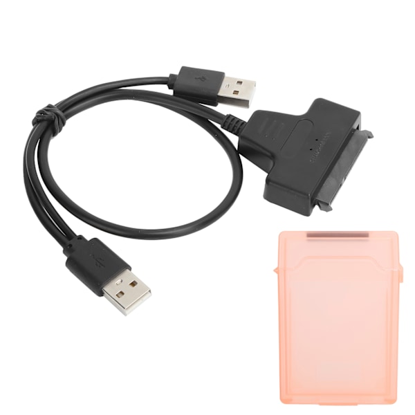 Harddiskadapterkabel SATA HDD/SSD Dobbel Grensesnittkonverteringsledning med 2,5-tommers Beskyttelsesboks Rød