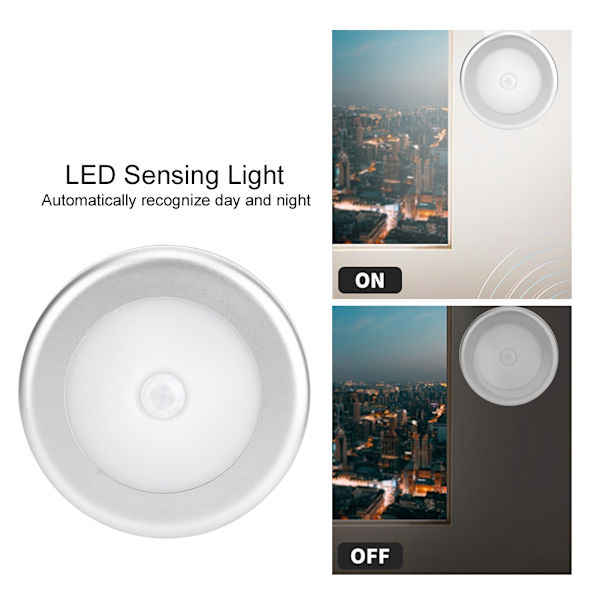 6 LED-bevegelsessensorlys Bevegelsessensor LED-induksjonslampe for gang, trapp, bad og soverom