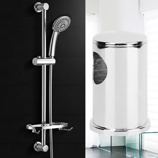 2pcs Silver White ABS Electroplating Shower Lift Rail Bracket Base Bathroom Accessories
